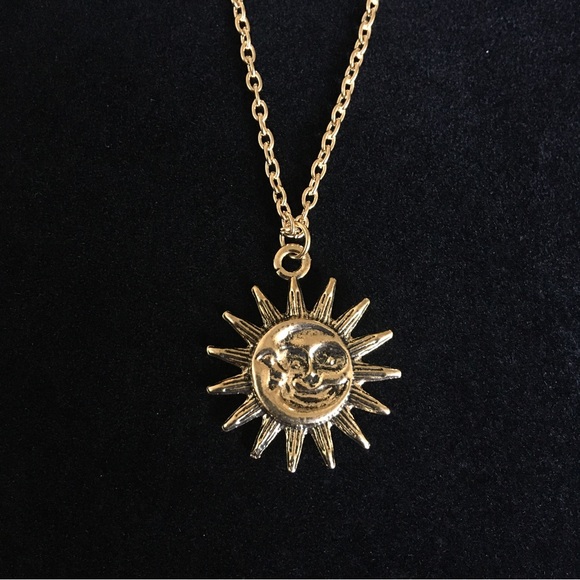 Retro Style Sun and Moon Necklace - Picture 1 of 6